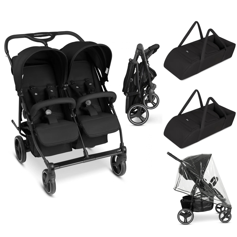 ABC Design D Two – Zwillingskinderwagen mit 2 Babywannen &amp Regenschutz