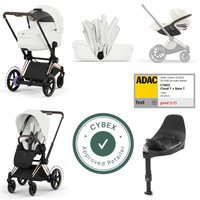 CYBEX e-Priam Style Collection Rosegold Rahmen 4in1 Set Faltbare Babywanne & Cloud T i-Size Plus mit Base T 360