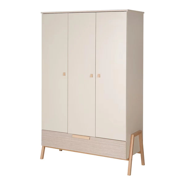 HAPPY Kleiderschrank 3 Türen, Dekor Carat Beige/Connery Natur