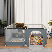 Tulano Cozy 25 Laufgitter 150x180 cm Grau mit Seiteneingang und Metallrahmen