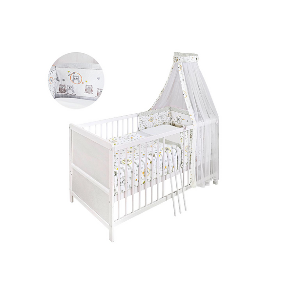 Komplett-bett 140x70 cm Weiß mit Eulen-Design
