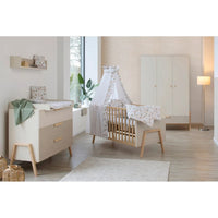 HAPPY Kleiderschrank 3 Türen, Dekor Carat Beige/Connery Natur