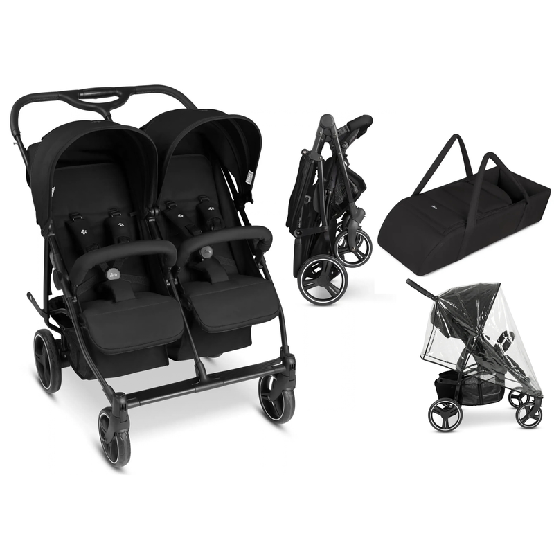 ABC Design D Two – Geschwisterkinderwagen mit 1 Babywanne und Regenschutz