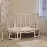 KOTTO OLIN Babybett Buche Oval mit Matratze – Weiss – Ansicht 20