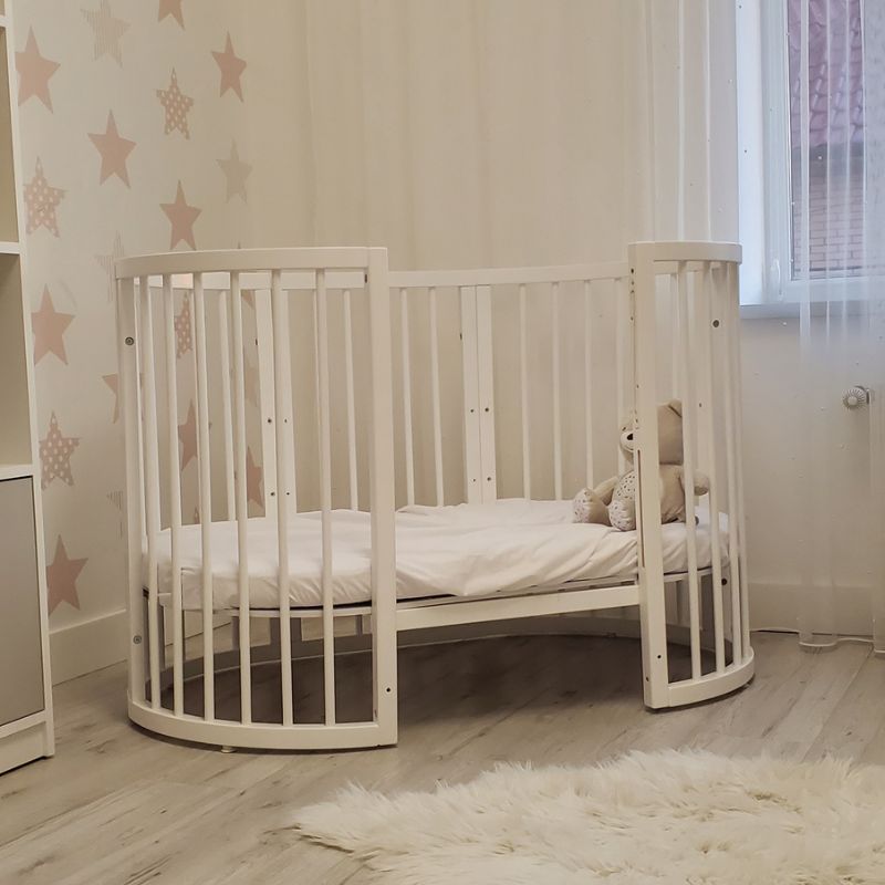 KOTTO OLIN Babybett Buche Oval mit Matratze – Weiss – Ansicht 20