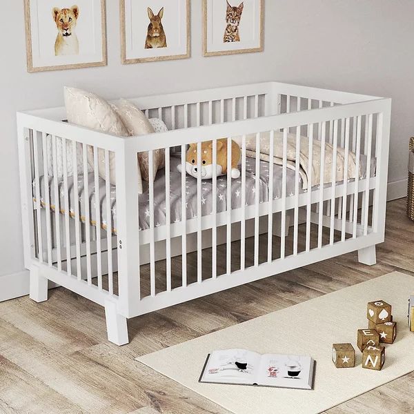 Babybett Alexander 140 x 70 cm Weiss umbaubar zum Kleinkinderbett