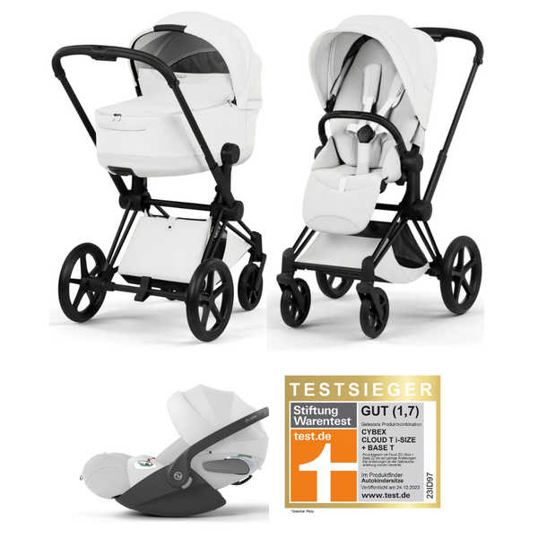 Cybex Priam 5 Style Kombikinderwagen 3in1 Set | Roségold Gestell, faltbare Babywanne & Cloud T i-Size Plus
