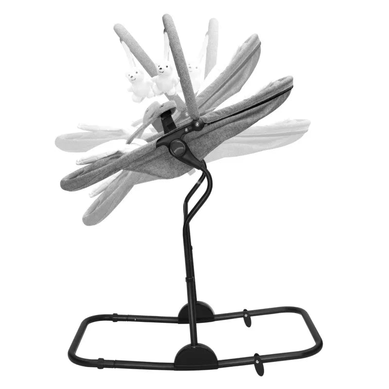 Tulano Moon 35 Babywippe 4-in-1 Grau mit 5 Höhenstufen und Leinenbezug