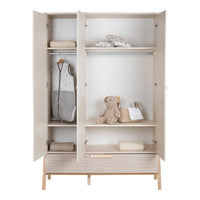 HAPPY Kleiderschrank 3 Türen, Dekor Carat Beige/Connery Natur