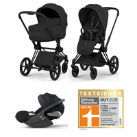 Cybex Priam 5 Style Kombikinderwagen 3in1 Set | Roségold Gestell, faltbare Babywanne & Cloud T i-Size Plus