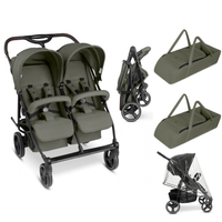ABC Design D Two – Zwillingskinderwagen mit 2 Babywannen und Regenschutz