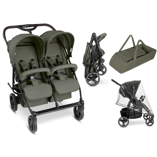 ABC Design D Two – Geschwisterkinderwagen mit 1 Babywanne und Regenschutz