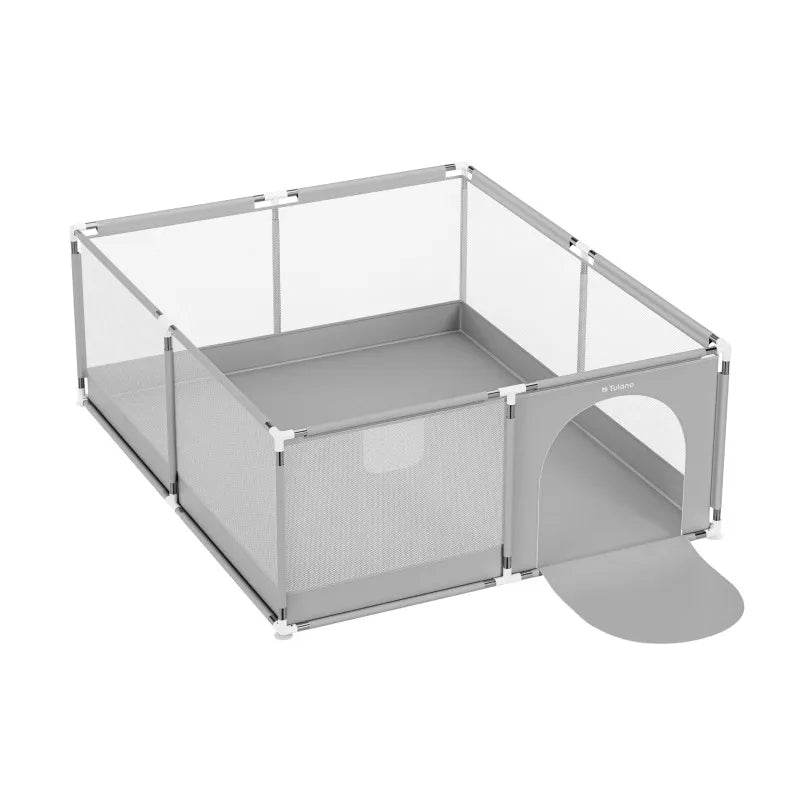 Tulano Cozy 25 Laufgitter 150x180 cm Grau mit Seiteneingang und Metallrahmen