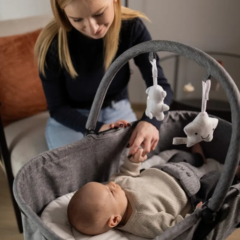 Tulano Moon 35 Babywippe 4-in-1 Grau mit 5 Höhenstufen und Leinenbezug