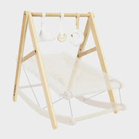 Tulano Moon 45 Holzwippe 2-in-1 Natur mit Spielbogen und Baumwollbezug