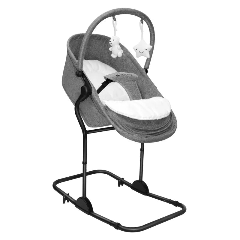 Tulano Moon 35 Babywippe 4-in-1 Grau mit 5 Höhenstufen und Leinenbezug
