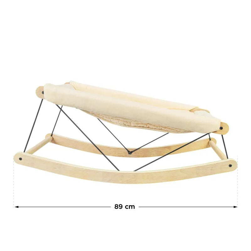 Tulano Moon 45 Holzwippe 2-in-1 Natur mit Spielbogen und Baumwollbezug