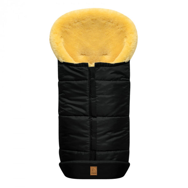 Premium Lammfellfußsack (Schwarz/gold)