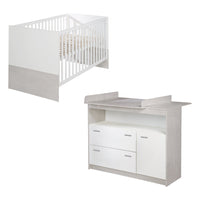 Babyzimmer Möbelset „Julia“ 2-teilig mit Kombi-Kinderbett 70x140 cm und Wickelkommode