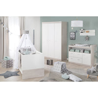 Babyzimmer Möbelset „Julia“ 2-teilig mit Kombi-Kinderbett 70x140 cm und Wickelkommode