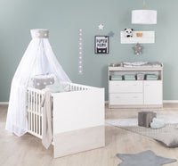 Babyzimmer Möbelset „Julia“ 2-teilig mit Kombi-Kinderbett 70x140 cm und Wickelkommode