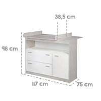 Babyzimmer Möbelset „Julia“ 2-teilig mit Kombi-Kinderbett 70x140 cm und Wickelkommode