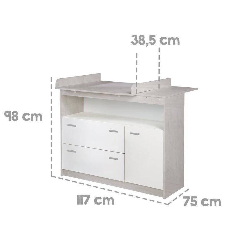 Babyzimmer Möbelset „Julia“ 2-teilig mit Kombi-Kinderbett 70x140 cm und Wickelkommode