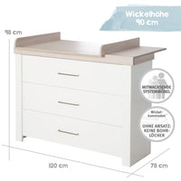 Babyzimmer Möbelset „Lucy“ 2-teilig mit Kombi-Kinderbett 70x140 cm und Wickelkommode
