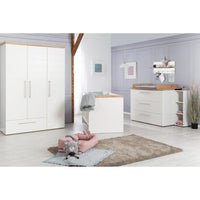 Babyzimmer Möbelset „Nele“ 3-teilig mit Kombi-Kinderbett 70x140 cm, Wickelkommode und 3-türigem Kleiderschrank