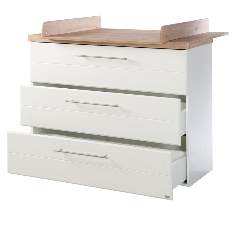 Babyzimmer Möbelset „Nele“ 3-teilig mit Kombi-Kinderbett 70x140 cm, Wickelkommode und 3-türigem Kleiderschrank