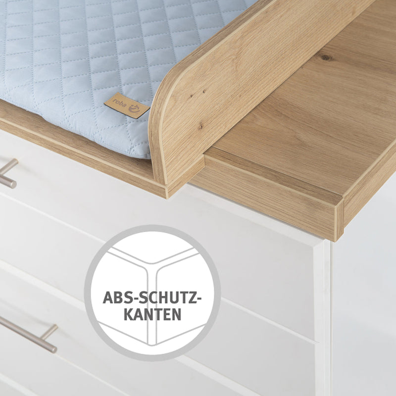 Babyzimmer Möbelset „Nele“ 3-teilig mit Kombi-Kinderbett 70x140 cm, Wickelkommode und 3-türigem Kleiderschrank