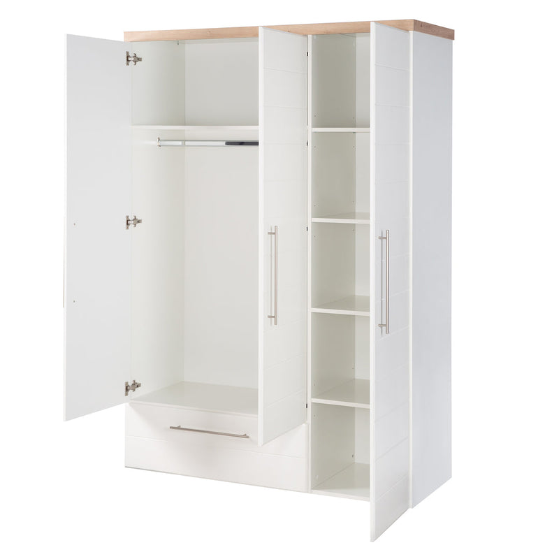Babyzimmer Möbelset „Nele“ 3-teilig mit Kombi-Kinderbett 70x140 cm, Wickelkommode und 3-türigem Kleiderschrank