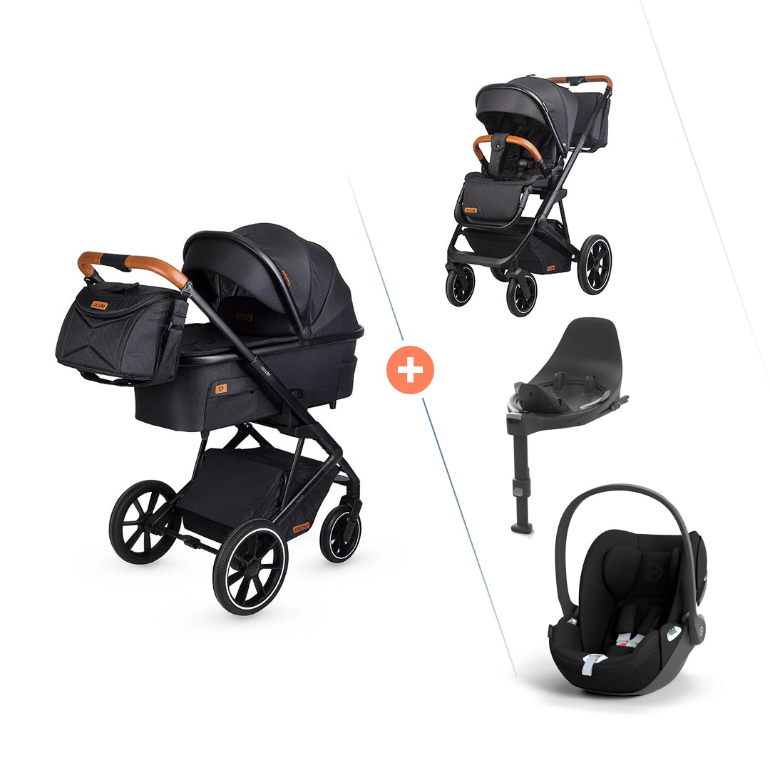 Coccolle Nessia 4in1 Travel System + CYBEX Cloud T i-Size mit Base T (Schwarz)