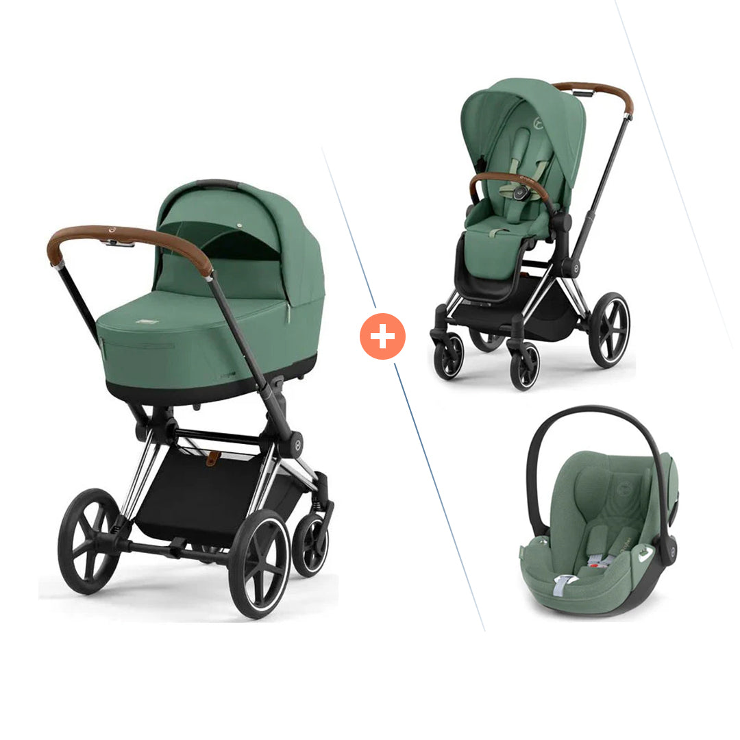 Cybex Priam 3-in-1 Chrome Brown Leaf Green