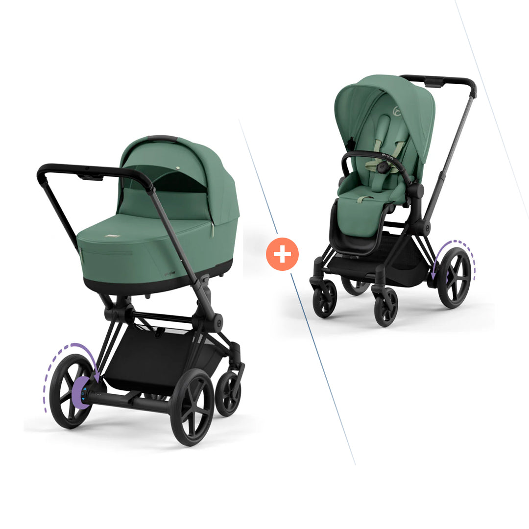 Cybex e-Priam 2in1 Kombikinderwagen – Roségold/Leaf Green