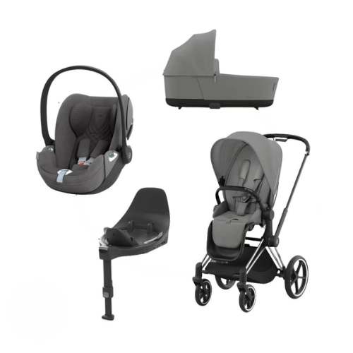 Cybex Priam Kombikinderwagen Travel Bundle-Set 4in1 inkl Cloud T Plus Mirage Grey / Chrome