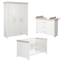 Babyzimmer Set „Lucy“ 3-teilig mit Kinderbett 70x140 cm, Wickelkommode und Kleiderschrank