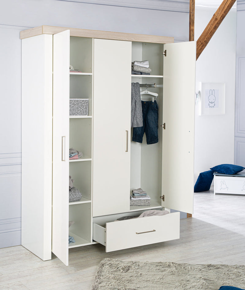 Babyzimmer Set „Lucy“ 3-teilig mit Kinderbett 70x140 cm, Wickelkommode und Kleiderschrank