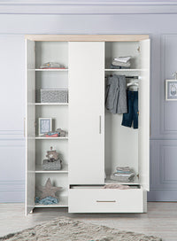 Babyzimmer Set „Lucy“ 3-teilig mit Kinderbett 70x140 cm, Wickelkommode und Kleiderschrank