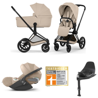 Cybex Priam 5 Comfort Kombikinderwagen 4in1 Set | Mit Cloud T i-Size Babyschale, Base T 360 & faltbarer Babywanne