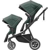 Thule Sleek Geschwisterwagen mit Babywanne und Zweitsitz in Soft Green