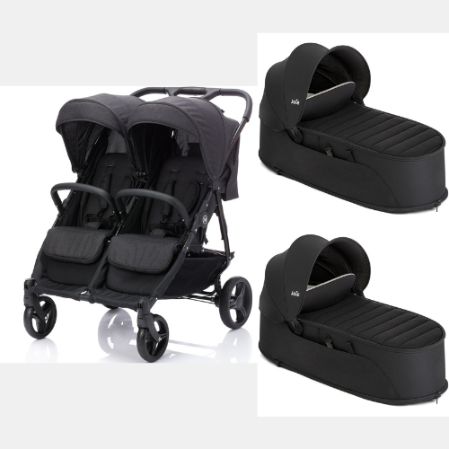 Zwillingsbuggy plus zwei Joie Softwanne (grau melange)