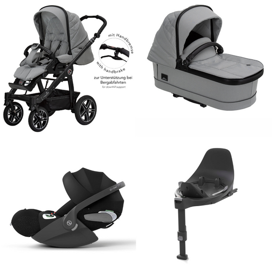 Kinderwagen HARTAN R1 GTS Set mit Handbremse (707 Selection natur) mit Cybex Cloud T i-Size und Base T