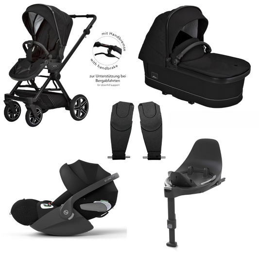 Hartan Kombikinderwagen-Set IVY GTR (706 Onyx) mit Cybex Cloud T i-Size und Base T