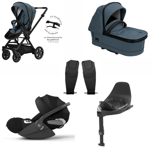 Hartan Kombikinderwagen-Set IVY GTR (710 Azur) mit Cybex Cloud T i-Size und Base T