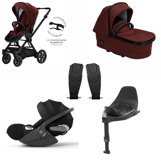 Hartan Kombikinderwagen-Set IVY GTR Mit HB (711 Burgund) mit Cybex Cloud T i-Size und Base T