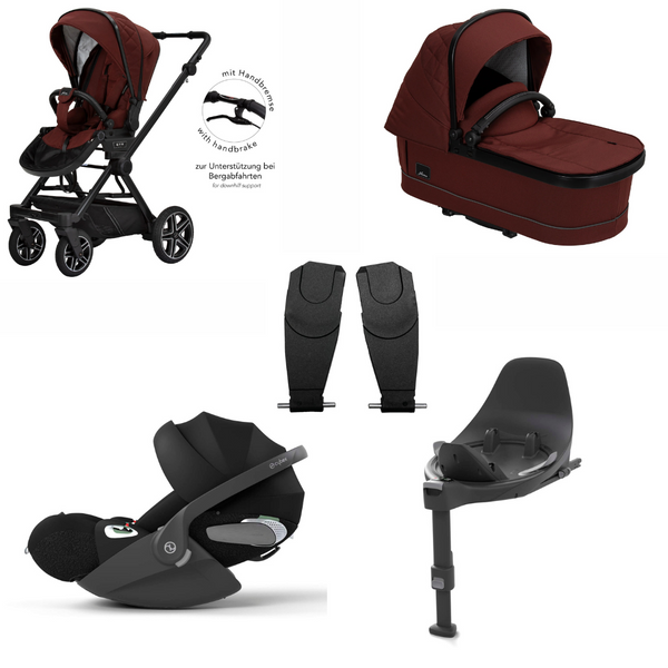Hartan IVY GTR Kombikinderwagen Set mit Handbremse und Cybex Cloud T i-Size in Burgund