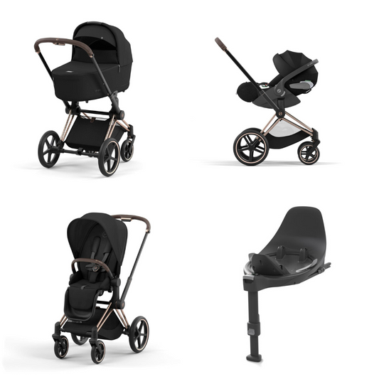 Cybex Priam Set 4-in-1 mit Cloud T i-Size Babyschale (Rose Gold - Sepia Black)