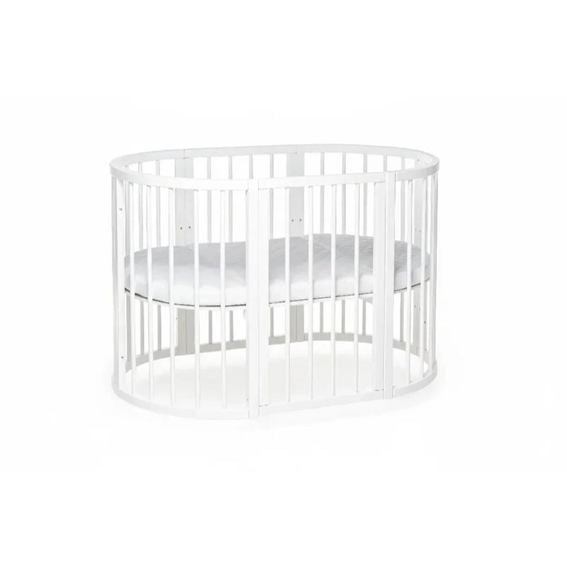 KOTTO OLIN Babybett Buche Oval mit Matratze – Weiss – Ansicht 5