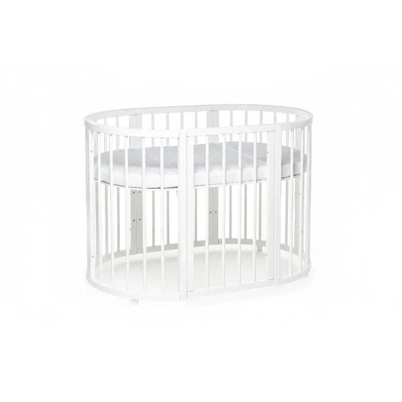 KOTTO OLIN Babybett Buche Oval mit Matratze – Weiss – Ansicht 4
